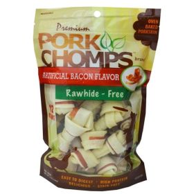 Pork Chomps Knotz Knotted Pork Chew - Bacon Flavor - Mini - 12 Count - (2"-3" Chews)