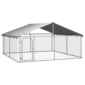 Outdoor Dog Kennel with Roof 118.1"x118.1"x59.1"